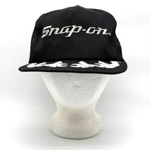 Vintage Snap On Trucker Snapback Hat Black Deadstock Admiral Wings Mechanic